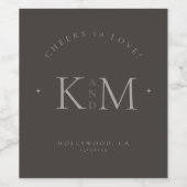 Chic Neutrals Wedding Cheers Charcoal ID1020 Weinetikett (Einzelnes Label)
