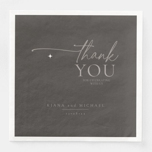 Chic Neutrals Wedding Danke Charcoal ID1020 Serviette (Vorderseite)