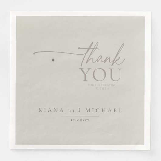 Chic Neutrals Wedding Danke Pastel Gray ID1020 Serviette (Vorderseite)