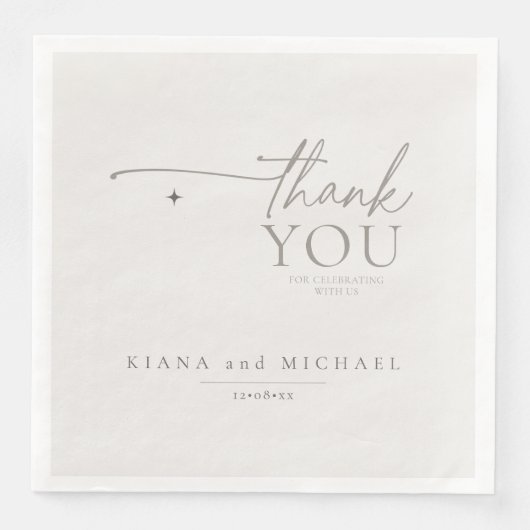 Chic Neutrals Wedding Danke Powder ID1020 Serviette (Vorderseite)