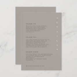 Chic Neutrals Wedding Details Taupe ID1020 Begleitkarte