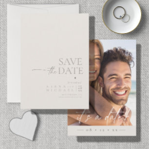 Chic Neutrals Wedding Foto Bone White Vert ID1020 Save The Date
