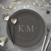 Chic Neutrals Wedding Initials Charcoal ID1020 Pappteller