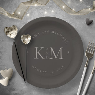 Chic Neutrals Wedding Initials Charcoal ID1020 Pappteller