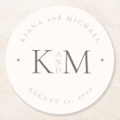 Chic Neutrals Wedding Initials Ivory ID1020 Runder Pappuntersetzer (Vorderseite)
