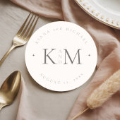 Chic Neutrals Wedding Initials Ivory ID1020 Runder Pappuntersetzer