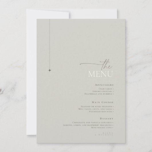 Chic Neutrals Wedding Menu Pastel Gray ID1020 (Vorderseite)