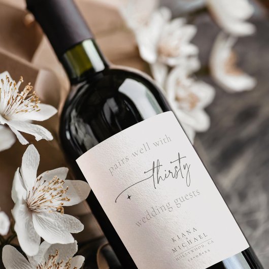Chic Neutrals Wedding Spaß Powder ID1020 Weinetikett