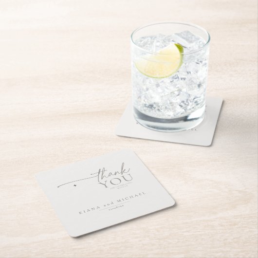 Chic Neutrals Wedding Vielen Dank Linen ID1020 Rechteckiger Pappuntersetzer (Vor Ort)