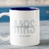 Chic New MRS Individuelle Name Wedding Date Blue Zweifarbige Tasse