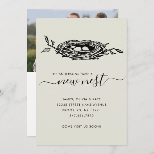 Chic New Nest Zuhause Ändern der Adresse Foto bewe Ankündigung (Vorne/Hinten)