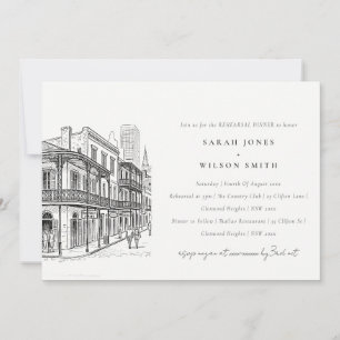Chic New Orleans Louisiana Skizze Probedinner Einladung