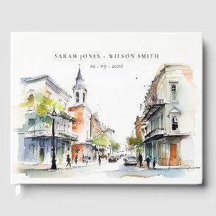 Chic New Orleans Louisiana Watercolor Wedding Gästebuch