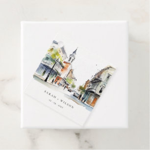 Chic New Orleans Louisiana Watercolor Wedding Geschenkanhänger