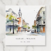 Chic New Orleans Louisiana Watercolor Wedding Geschenkanhänger (Vorderseite)
