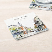 Chic New Orleans Louisiana Watercolor Wedding Rechteckiger Pappuntersetzer (angewinkelt)