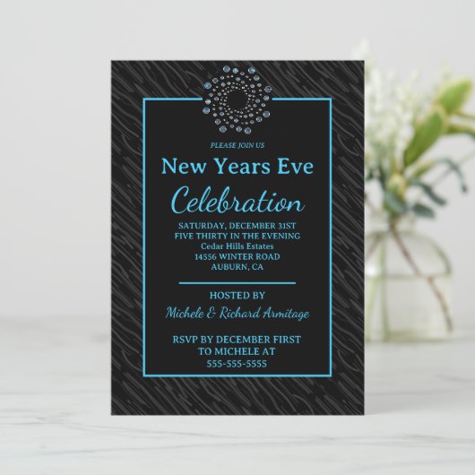 Chic New Years Einladung (Stehend Vorderseite)