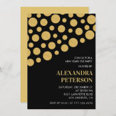 Chic New Year's eve Einladung Black Gold (Vorne/Hinten)