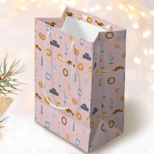 Chic New York City Muster Blush Pink Mittlere Geschenktüte