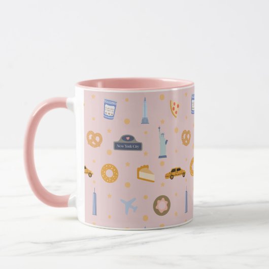 Chic New York City Pattern Blush Pink Tasse (Links)
