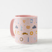 Chic New York City Pattern Blush Pink Tasse (Vorderseite Links)