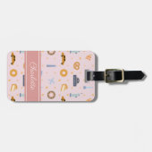 Chic New York City Pattern Pink Individuelle Name Gepäckanhänger (Vorderseite horizontal)