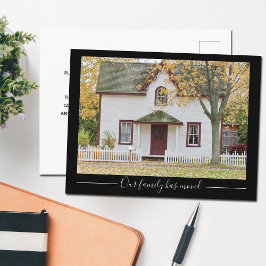 Chic New Zuhause Address Custom House Foto Black Postkarte