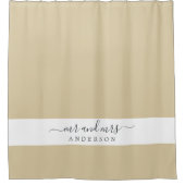 Chic Newlywed Mr. Beige Sand Monogram Duschvorhang (Vorderseite)