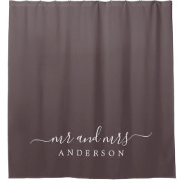 Chic Newlywed Mr. Dark Burgundy Monogram Duschvorhang