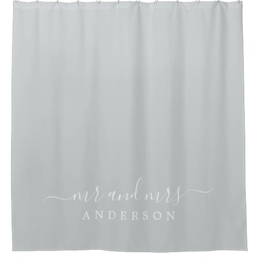 Chic Newlywed Mr. Dark Misty Gray Monogram Duschvorhang (Vorderseite)