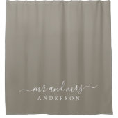 Chic Newlywed Mr. Gray Monogram Duschvorhang (Vorderseite)