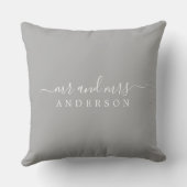 Chic Newlywed Mr. Gray Monogram Kissen (Rückseite)