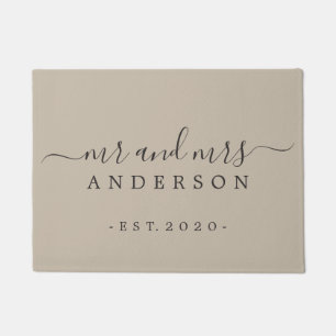 Chic Newlywed Mr. Grey Family Monogram Fußmatte