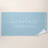 Chic Newlywed Mr. Monogram Blue Glow Strandtuch (Vorderseite)