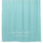 Chic Newlywed Mr. Pastel Blue Monogram Duschvorhang (Vorderseite)