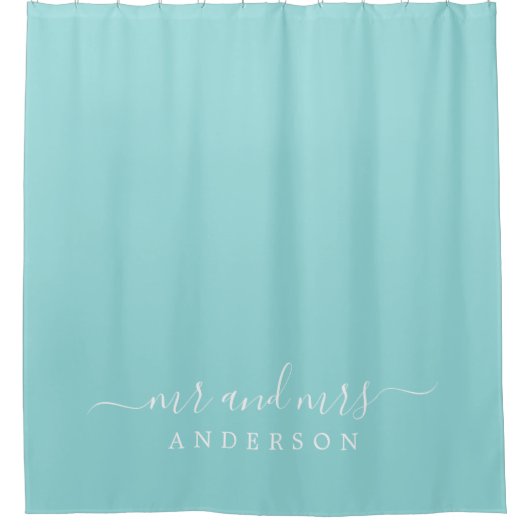 Chic Newlywed Mr. Pastel Blue Monogram Duschvorhang (Vorderseite)