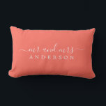 Chic Newlywed Mrs. Tropical Coral Monogram Lendenkissen<br><div class="desc">Chic, modernes mit Monogramm Korallenkissen mit dem Text Mr. und Mrs. in weißer eleganter Schrift. Fügen Sie einfach Ihren verheirateten Namen hinzu. Die farbige lebende Koralle wird für dieses stilvolle Design verwendet. Perfektes Luxusgeschenk für das frisch vermählte Paar. Exklusiv für Sie entworfen von Happy Dolphin Studio. Wenn Sie Hilfe oder...</div>