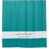 Chic Newlywed Mrs. Tropical Green Monogram Duschvorhang (Vorderseite)