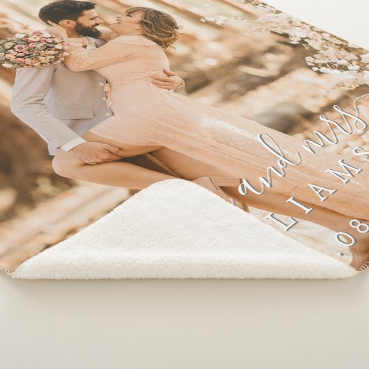 Chic Newlywed Mrs. Wedding Foto Sherpa Blanket Sherpadecke (3/4)