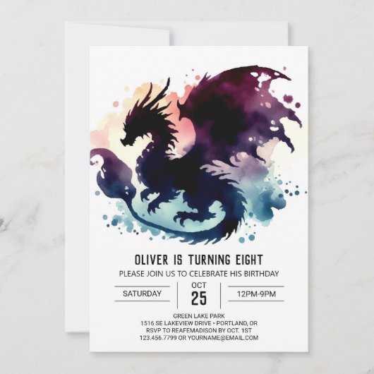 Chic Niedlich Dragon Geburtstagsfeier Einladung (Vorderseite)