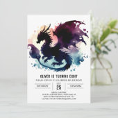 Chic Niedlich Dragon Geburtstagsfeier Einladung (Stehend Vorderseite)