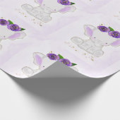 Chic Niedlich Elephant Lila Gold Blume Geschenkpapier (Ecke)