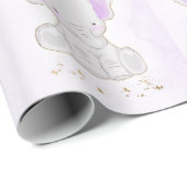 Chic Niedlich Elephant Lila Gold Blume Geschenkpapier (Rolleneckpunkt)