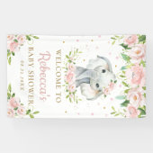 Chic Niedlich Elephant Pink Floral Hintergrund Wil Banner (Horizontal)