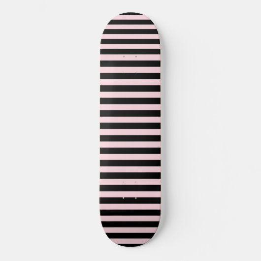 Chic Niedlich Light Pink und Black Stripes Skateboard (Vorderseite)