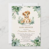 Chic Niedlich Lioness Cub & Greenery Girl Baby Sho Einladung (Vorderseite)