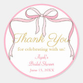 Chic Niedlich Pink Bow Gastgeschenk Runder Aufkleber (Vorderseite)