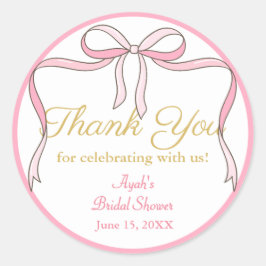 Chic Niedlich Pink Bow Gastgeschenk Runder Aufkleber