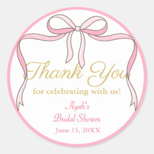 Chic Niedlich Pink Bow Gastgeschenk Runder Aufkleber