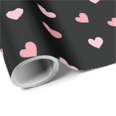 Chic Niedlich Pink Hearts Black Romantic Geschenkpapier (Rolleneckpunkt)